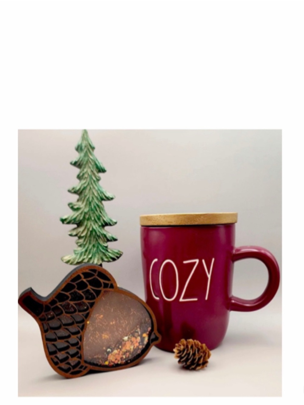 NEW Rae Dunn Cozy Mug with Lid Maroon